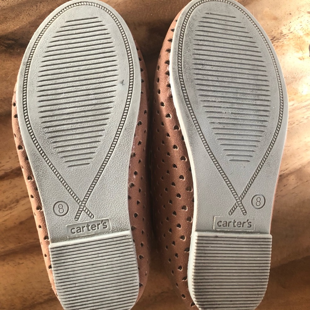 Toddler Girls Carter's Faux Suede Dark Tan/Brown Ballet Flats Mary Janes Size 8 - Picture 11 of 14